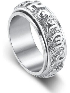 Men's Gold/Silver Two-Tone Tibetan Buddhist Meditation Ring - Unique Spiritual
